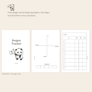Printable project tracker insert with Pocket and A4 page layouts