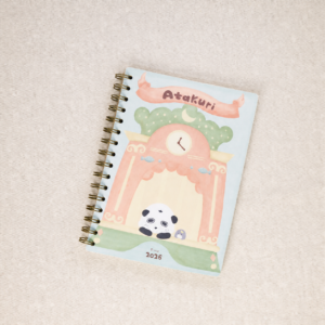 A Little Clock for 2026 A5 spiral notebook showing the pastel illustrated cover